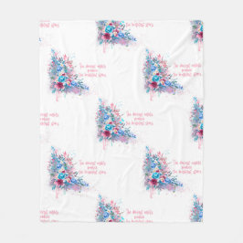 高揚性がん引用文と花 フリースブランケット