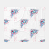 高揚性がん引用文と花 フリースブランケット (正面(横))