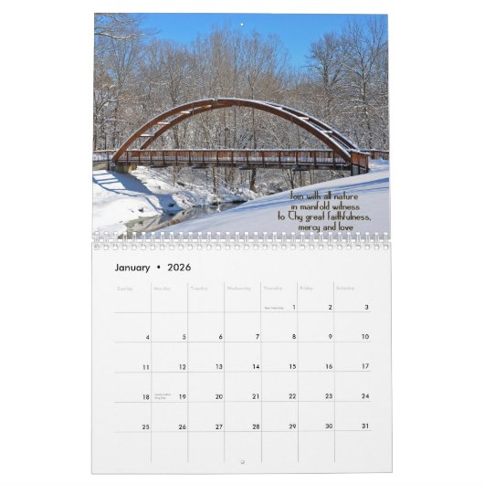 高揚性引用文と写真のブレンド カレンダー (1月 2026)