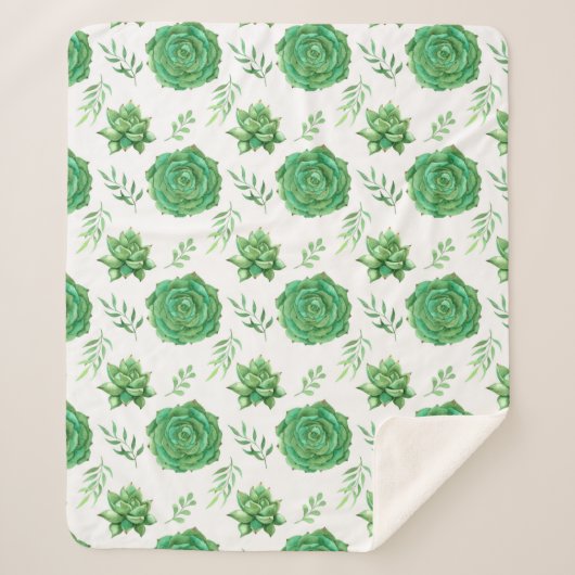 高揚緑パターンデザイン シェルパブランケット (正面)