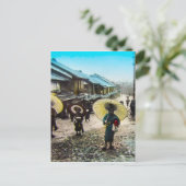 高木ガラス マジック ランタン スライド 学校の子供たち ポストカード (スタンド正面)