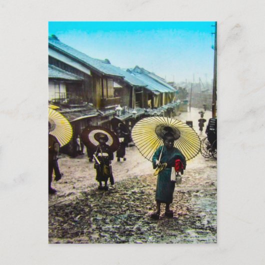 高木ガラス マジック ランタン スライド 学校の子供たち ポストカード (正面)