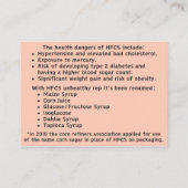 高果糖コーンシロップ危険情報カード エンクロージャーカード (裏面)