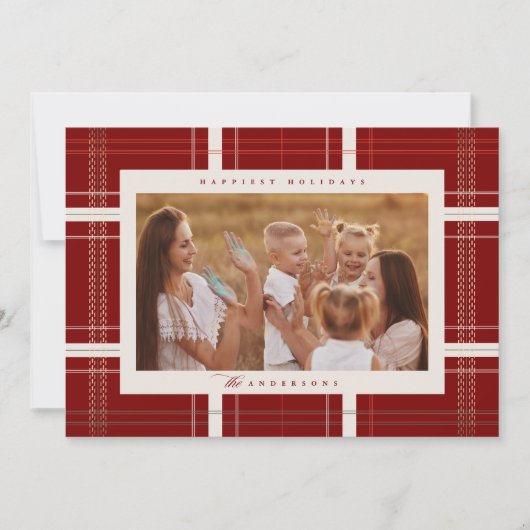 高架プレイドコージーキャビンフォレストブルガンディーベージュ シーズンカード (正面)