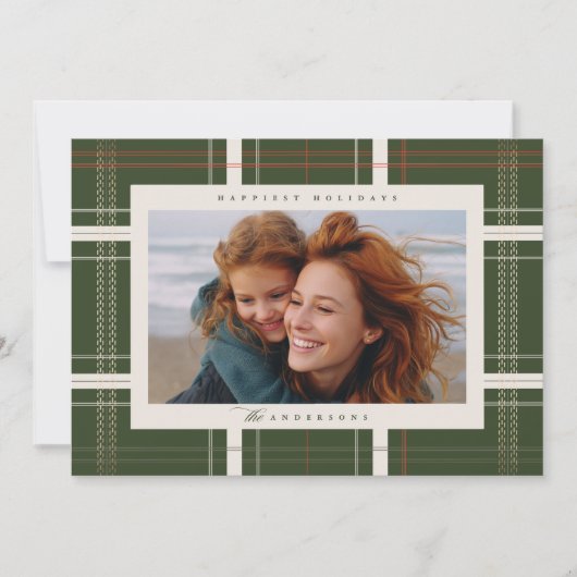 高架式の格子状のキャビンの森ベージュアンドグリーン シーズンカード (正面)