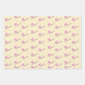 高校のためのピンク色の黄色の卒業 ラッピングペーパーシート (正面2)