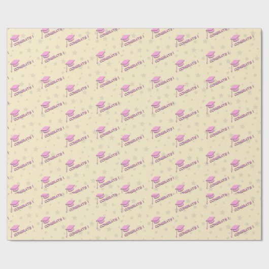 高校のためのピンク色の黄色の卒業 ラッピングペーパー (フラット)