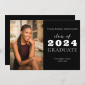 高校のモダンなミニマリストのクラシックな卒業生 案内状 (正面/裏面)