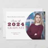 高校のワインレッドのシンプルな卒業のお知らせ 案内状 (正面)