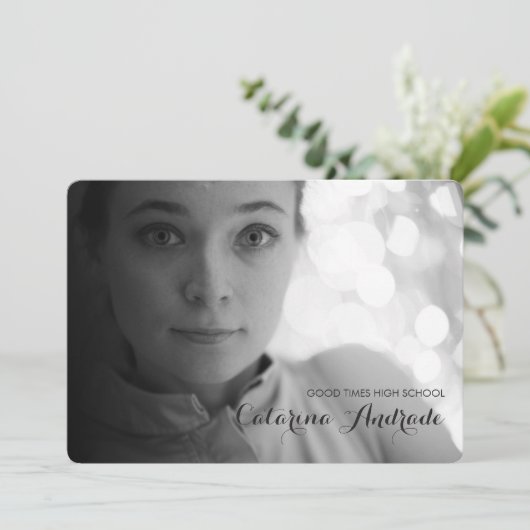 高校の写真卒業パーティーパープモダンル 招待状 (スタンド正面)