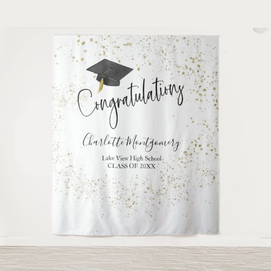 高校の卒業パーティーの背景にぴったりな、華やかで輝くスプラッシュデザイン タペストリー (正面)