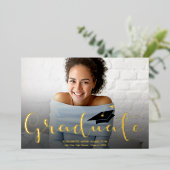 高校の卒業発表フォイル招待状 箔招待状 (立ち正面)