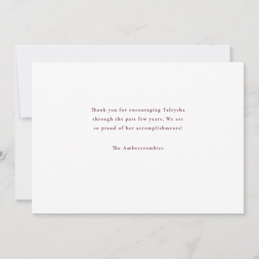 高校の卒業発表 バーガンディ シンプル 案内状 (裏面)