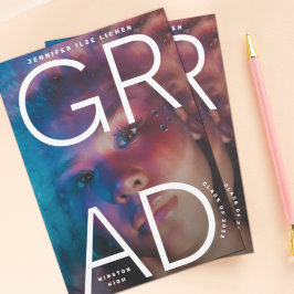 高校の卒業 |白い写真はっきりした文字 案内状