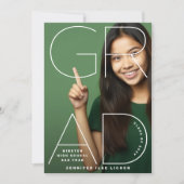 高校の卒業 |白い写真モダン文字スクリプト 案内状 (正面)