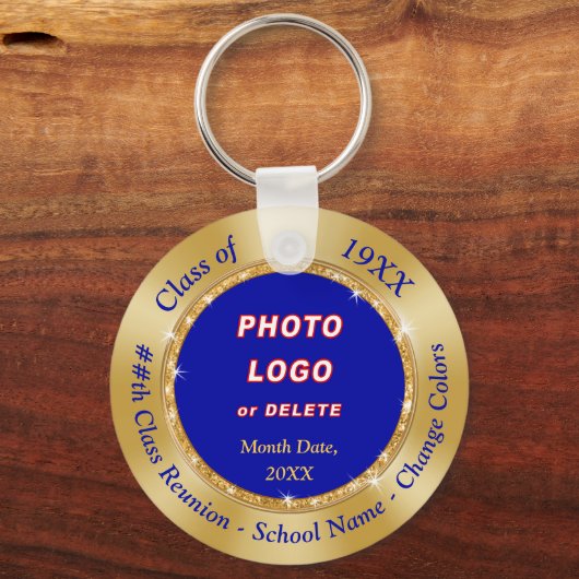 高校の懇親会の好意パーソナライズされた青金ゴールド キーホルダー (正面)