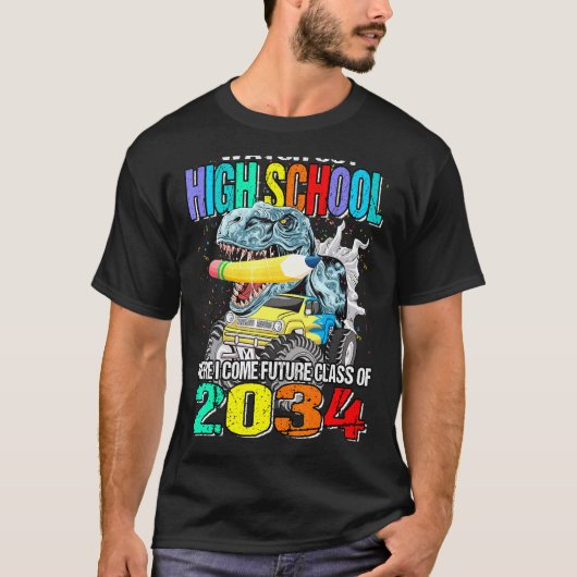 高校を見てここで私はモンスタ来ートラックDi Tシャツ (正面)