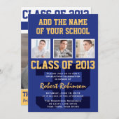 高校アスリートスポーツ卒業青金ゴールド 招待状 (正面/裏面)