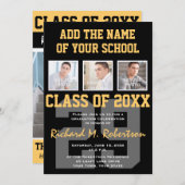 高校アスリートチームカラー卒業 招待状 (正面/裏面)