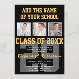 高校アスリートチームカラー卒業 招待状