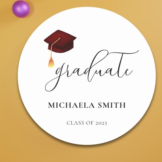 高校エレガントマルーン大学院封筒用シール ラウンドシール