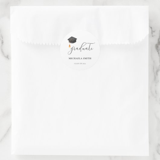 高校エレガント黒人卒業封筒用シール ラウンドシール (バッグ)