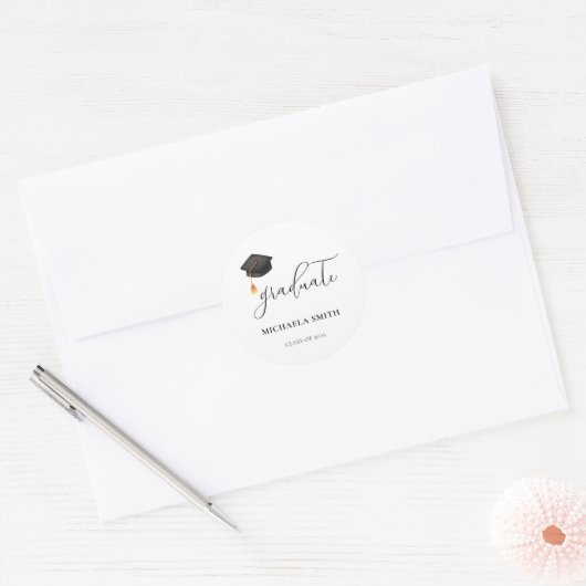 高校エレガント黒人卒業封筒用シール ラウンドシール (封筒)