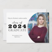 高校クラシック白黒シンプル卒業 案内状 (正面)