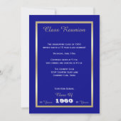 高校クラス懇親会クラシックブルー金ゴールドアクセント 招待状 (正面)