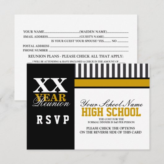 高校クラス懇親会RSVP 招待状 (正面/裏面)