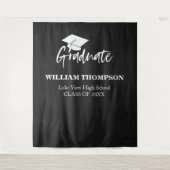 高校チョークブラック卒業パーティー背景 タペストリー (正面)