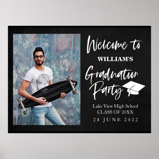 高校チョーク卒業パーティー歓迎サイン ポスター (正面)