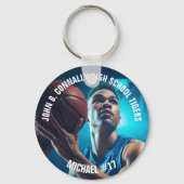 高校バスケットボール選手の写真の記念品 キーホルダー (正面)