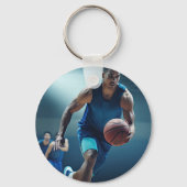 高校バスケットボール選手の写真の記念品 キーホルダー (裏面)