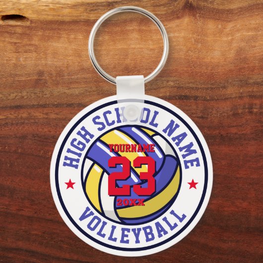 高校バレーボールチームカスタムカラースポーツ キーホルダー (正面)