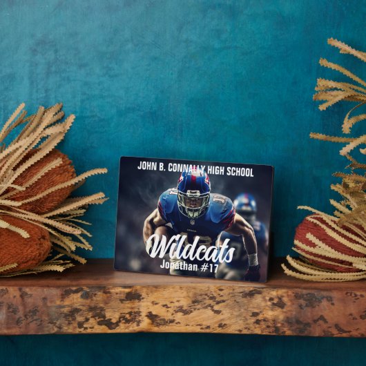 高校パーソナライズされたサッカー選手の写真 フォトプラーク (側面)