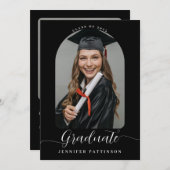 高校パーソナライズされた卒業 案内状 (正面/裏面)