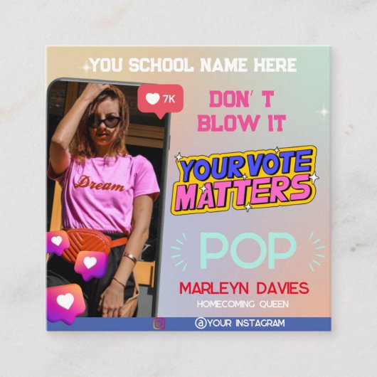 高校ホームカミングクイーンズキャンペーンチラシ エンクロージャーカード (正面)