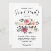 高校モダンフローラ卒業招待状 招待状 (正面/裏面)