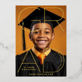 高校モダン卒業写真金ゴールド発表 箔招待状 (正面)