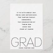 高校モダン卒業写真金ゴールド発表 箔招待状 (裏面)