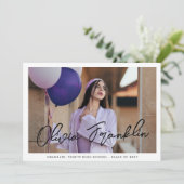 高校モダン文字写真卒業パーティー 招待状 (スタンド正面)