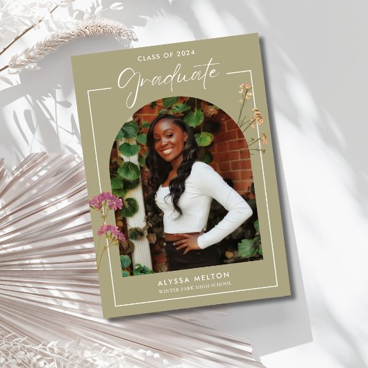 高校ワイルドフラワーフォト卒業パーティー 招待状