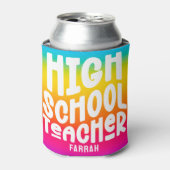 高校先生文字デザインレインボーグラデーション 缶クーラー (缶正面)
