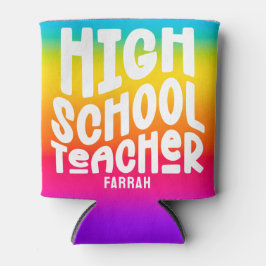 高校先生文字デザインレインボーグラデーション 缶クーラー