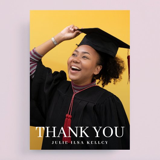 高校写真タイポグラフィ卒業生 サンキューカード