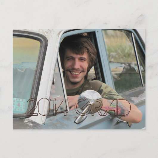 高校写真卒業パーティーグランジブラウン インビテーションポストカード (正面)