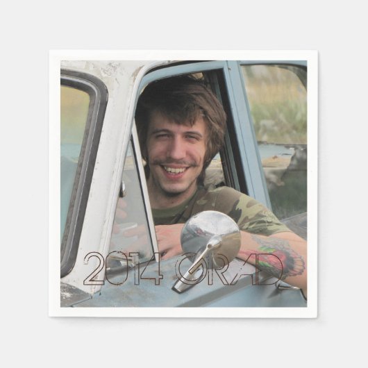 高校写真卒業パーティーグランジブラウン スタンダードカクテルナプキン (正面)