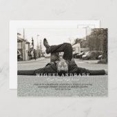 高校写真卒業パーティー少年モダン インビテーションポストカード (正面/裏面)