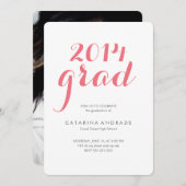 高校写真卒業パーティー2014グラッドピンク 招待状 (正面/裏面)